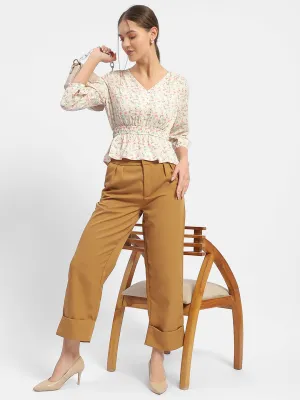 FlatlockSeaming Digital Core Madame Floral Print Pink Peplum Top