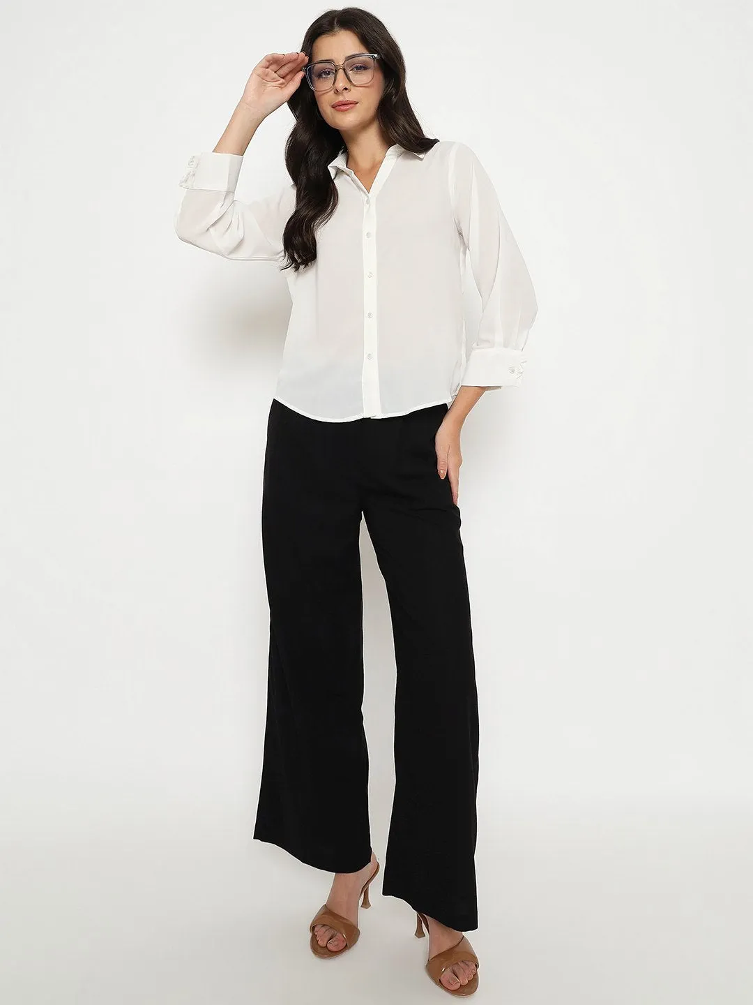 Madame Cotton Blend Black Wide Leg Trousers Active Comfort Wear