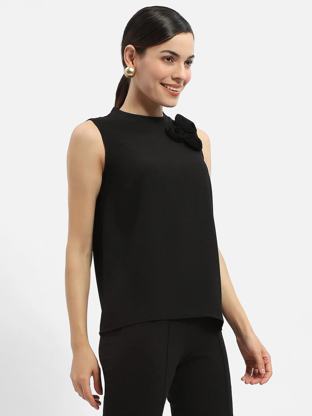 Madame Applique Adorned Black Shimmer Top Classic Glow