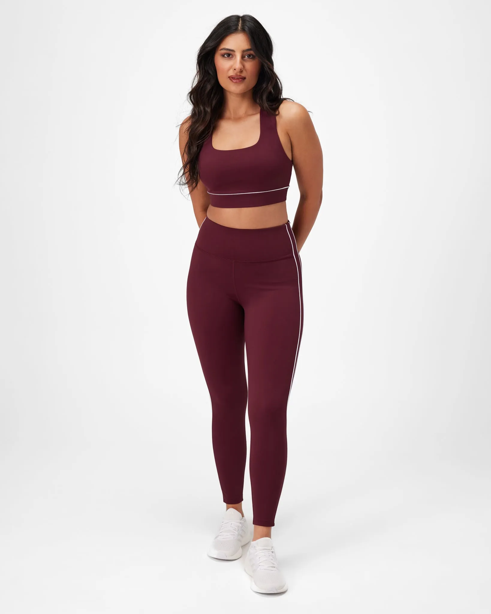 Insport Womens Swift Piping Full Length Tight Burgundy AntimicrobialTreatment Rich Tone