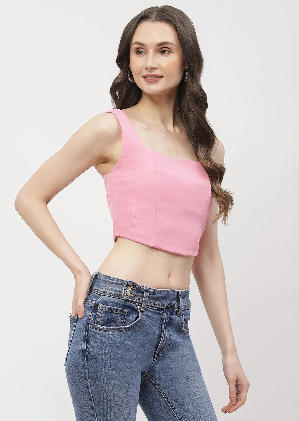 Madame Solid Pink Corset Style Top Smooth Yarn AntiPillFinish