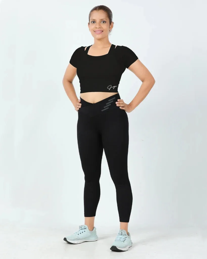 Breathable Stretch Fabric FlexStyle Duo Bra & Crop Combo for Active Fashionistas