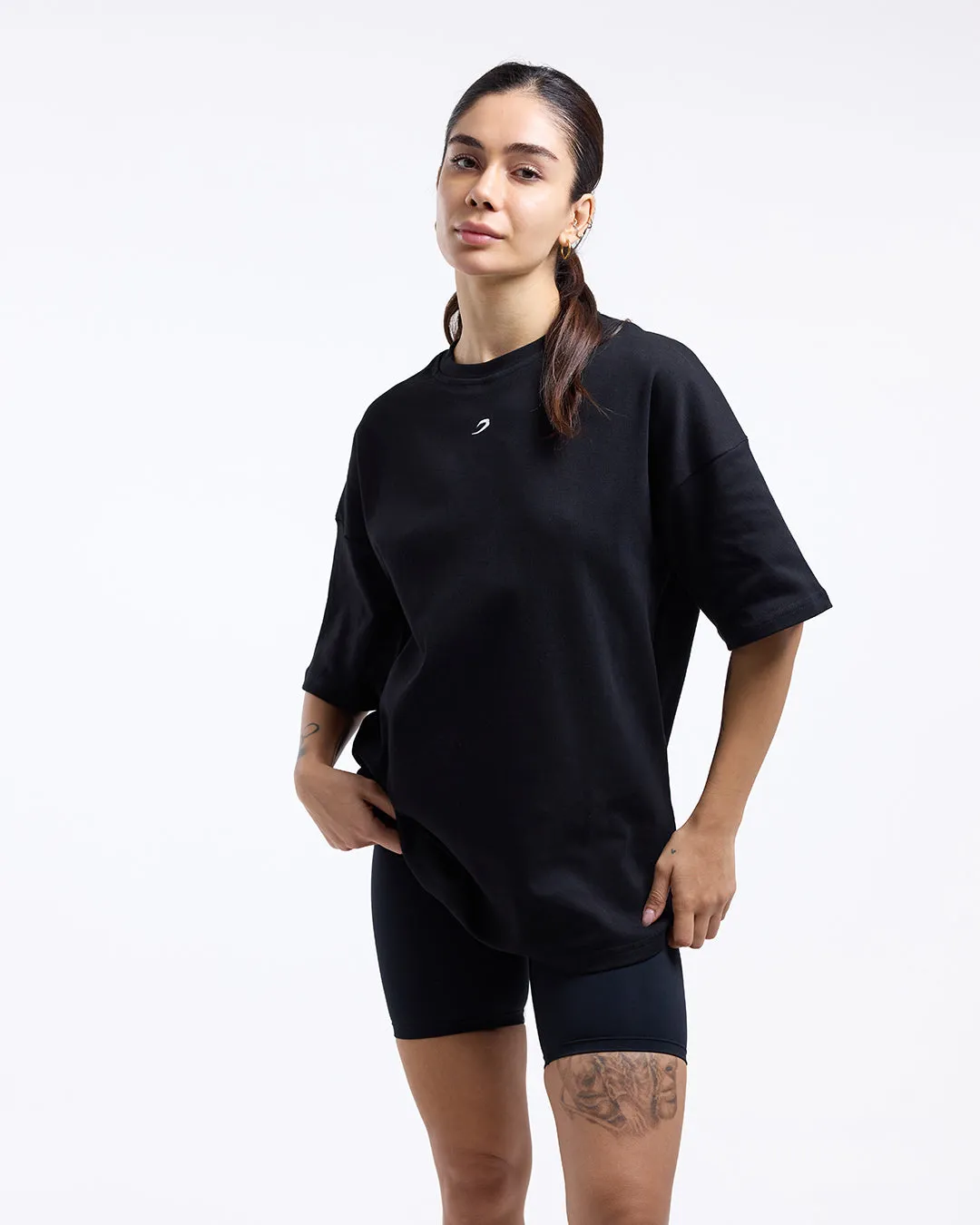 RecycledBlend Strike Oversized T-Shirt - Black