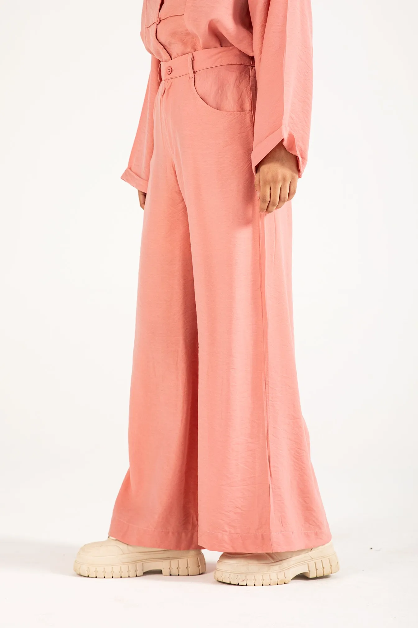 Neutral Tone CREASE EFFECT MEGA WIDE LEG TROUSER