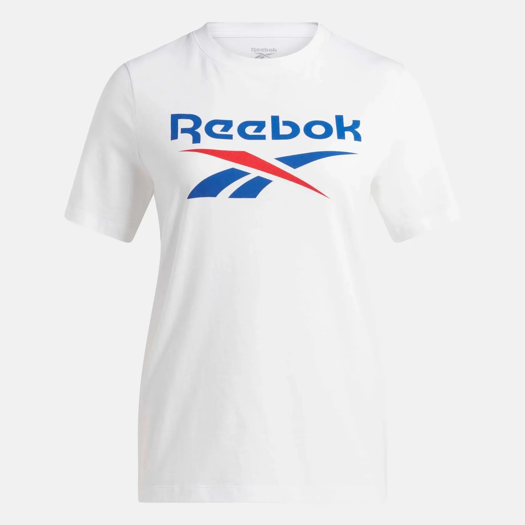Soft Cotton Feel Light Design Reebok Women's Identity Big Logo White Tee