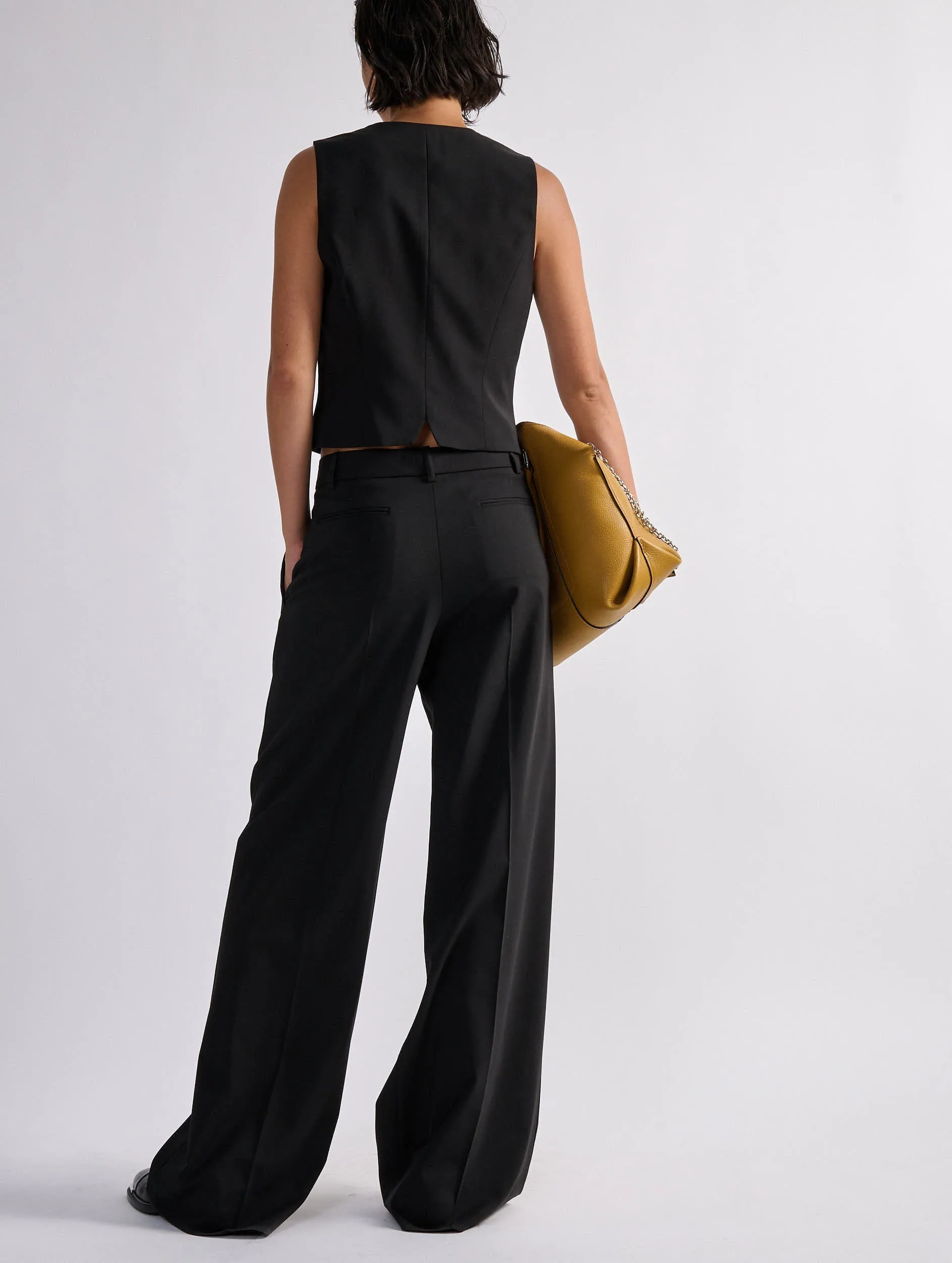 Black woollen canvas low-rise trousers Trendy Waist Layered Wear