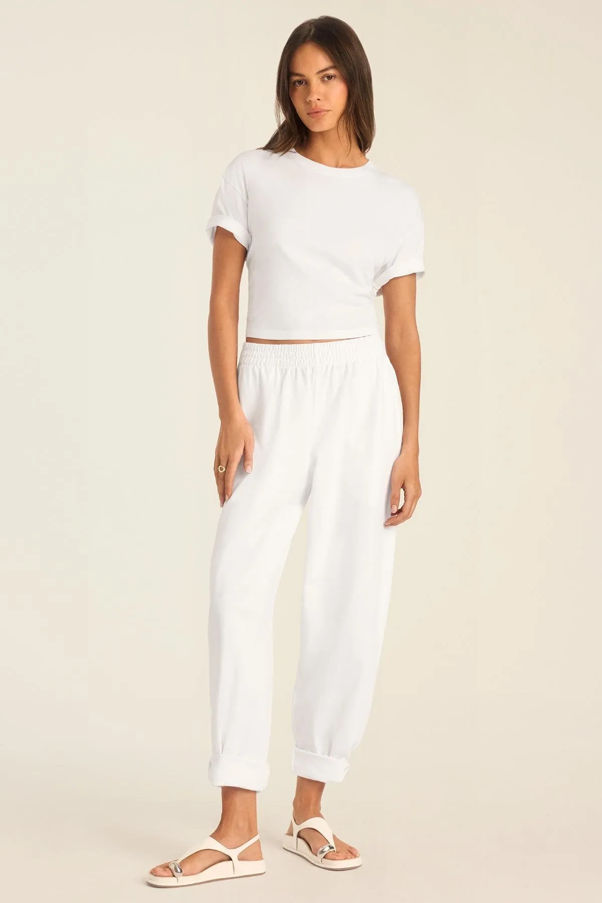 Fresh and Cool Coast Crop Tee - White Cotton Jersey