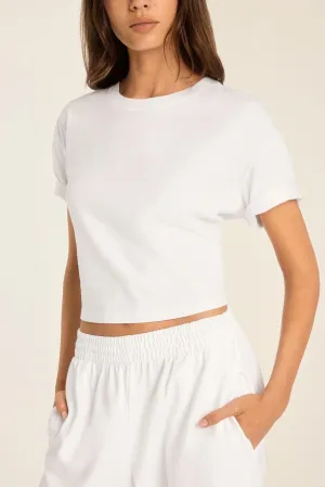 Coast Crop Tee - White Cotton Jersey Trendy Vibes Classic Layer