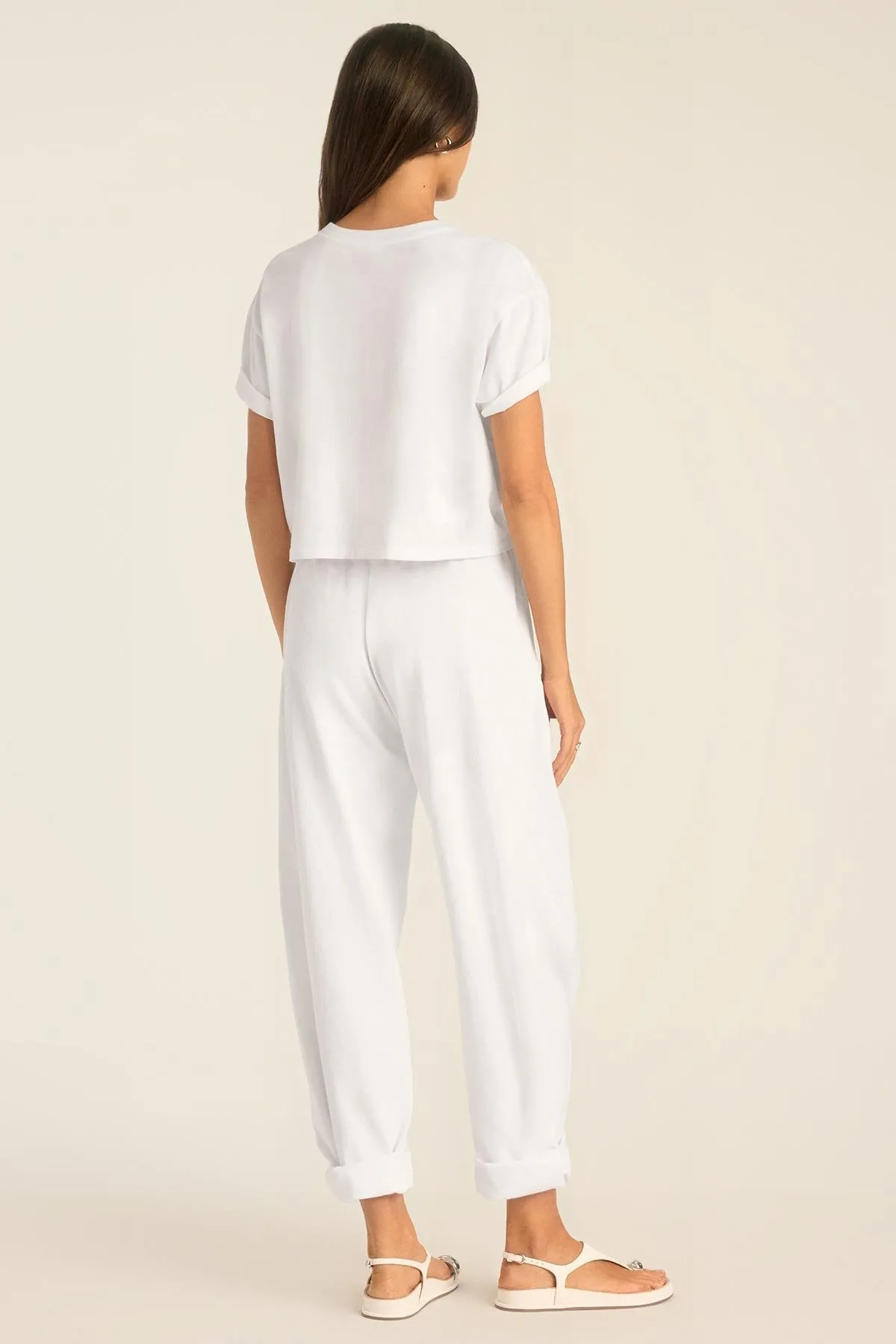 Stylish Comfort Versatile Fit Coast Crop Tee - White Cotton Jersey
