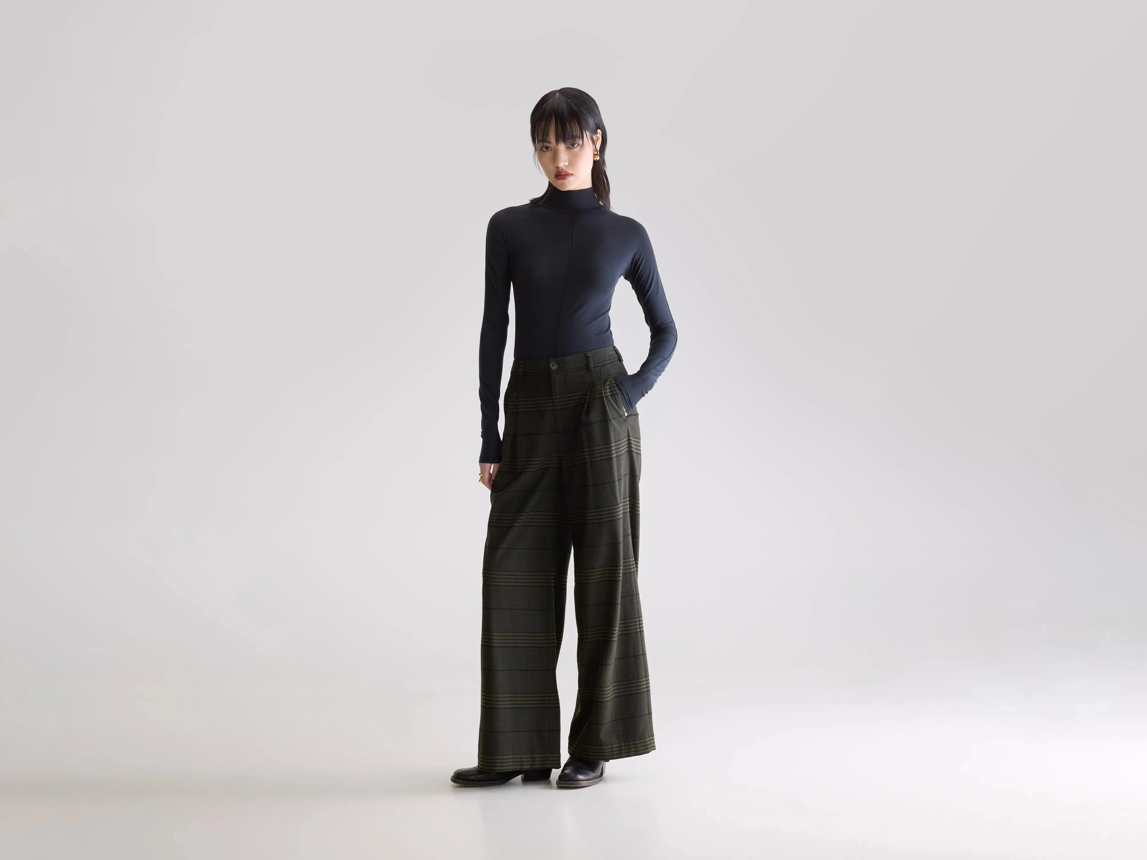 NonBindingWaistline Volkert wide tailored trousers (252 / W / CHECK A)