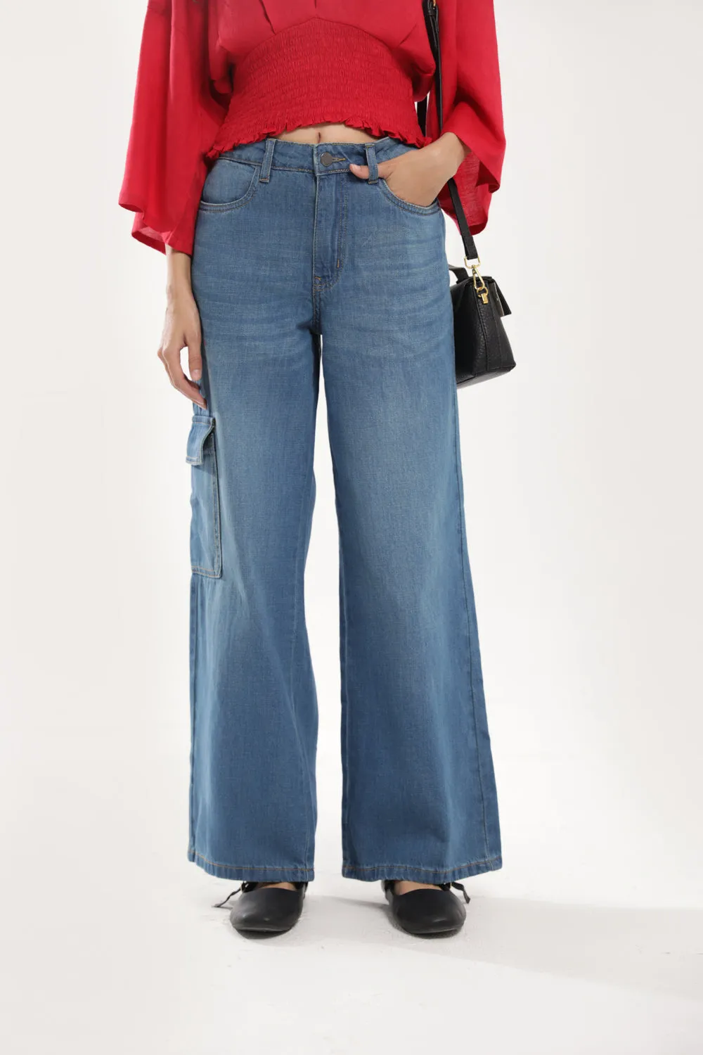WIDE LEG CARPENTER FIT DENIM Multi Pocket System Casual Style