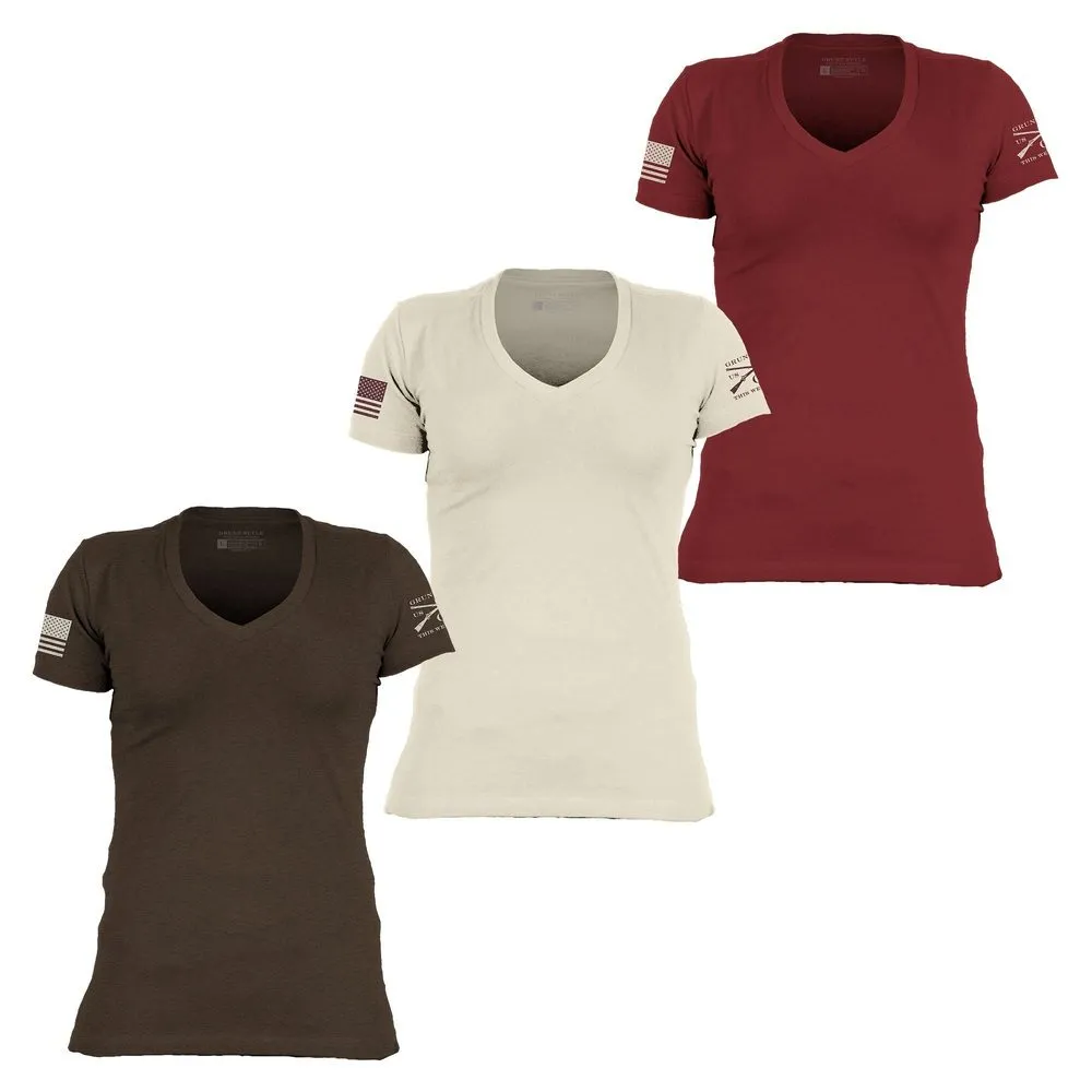 Trendy Wearable Basic T-Shirt Women's V-Neck Autumn Collection 3-Pack