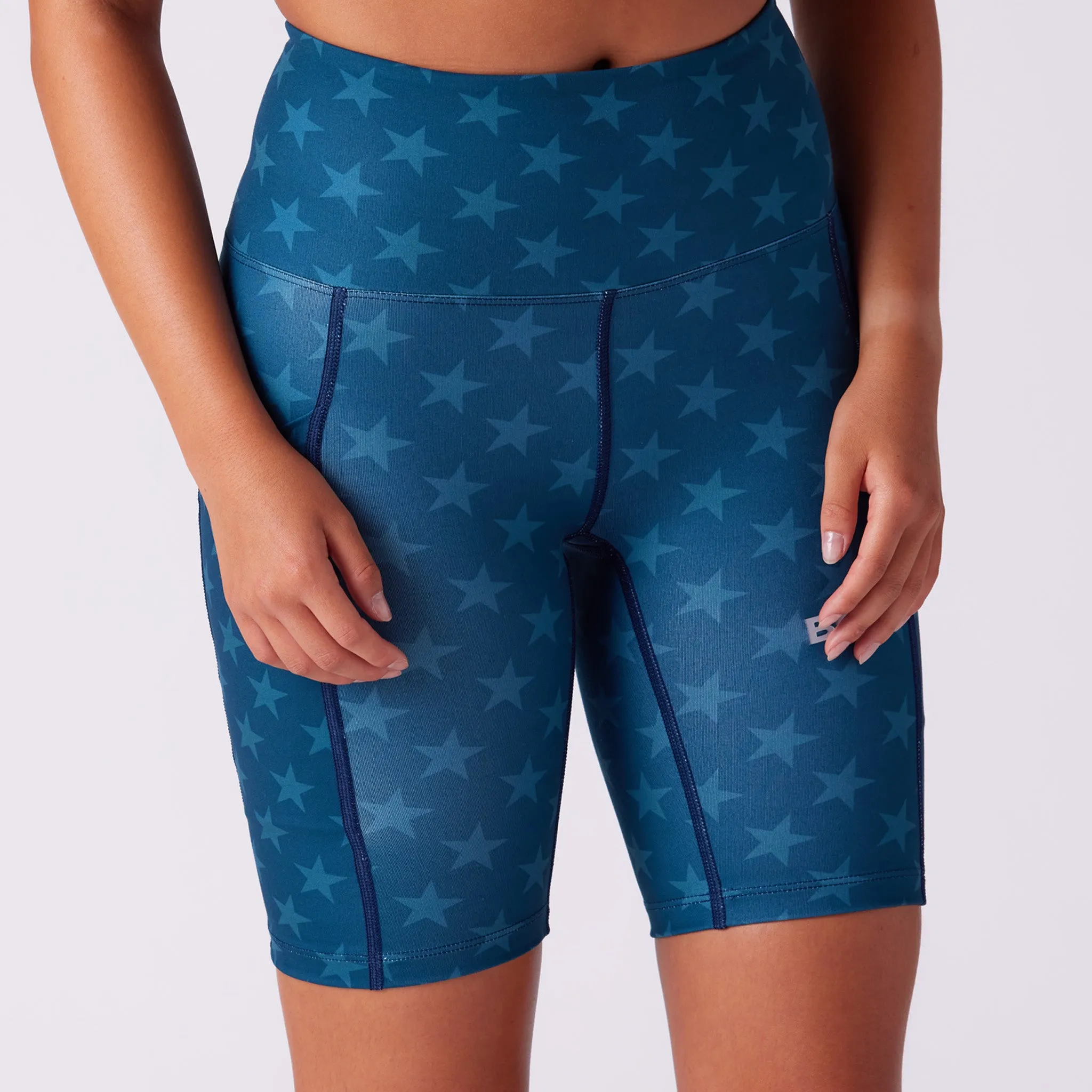 Women's Fly 8" High Rise Fit Short - Stars embroidery work