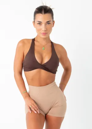 TWIST BRA - CHOCOLATE Soft seams Versatile Wear