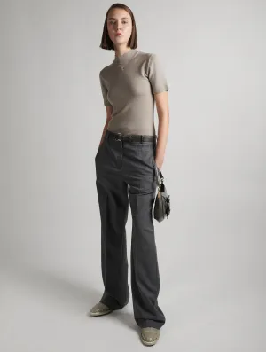 Grey  wool gabardine low-waist trousers HeatRegulatingLining