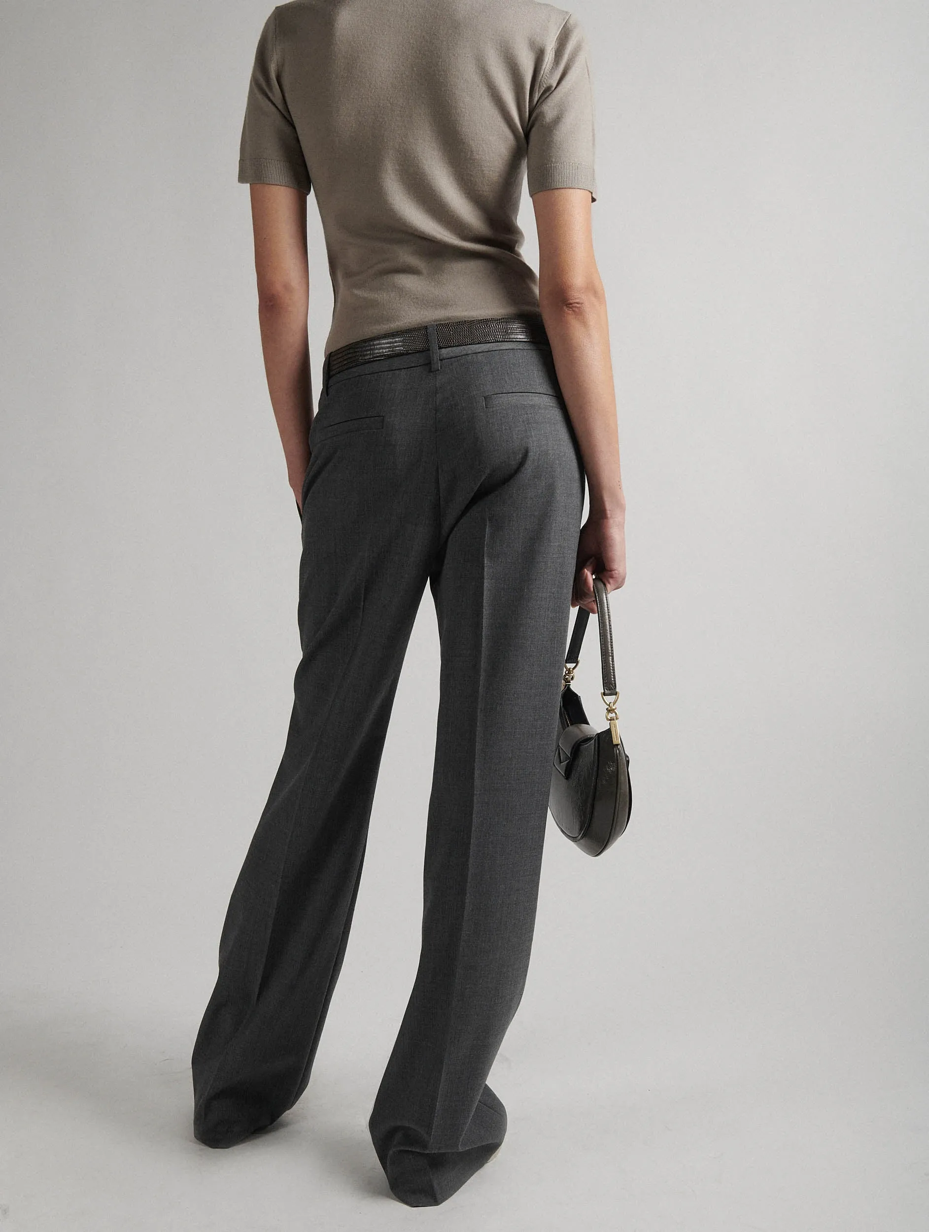 Smart Comfort Grey  wool gabardine low-waist trousers
