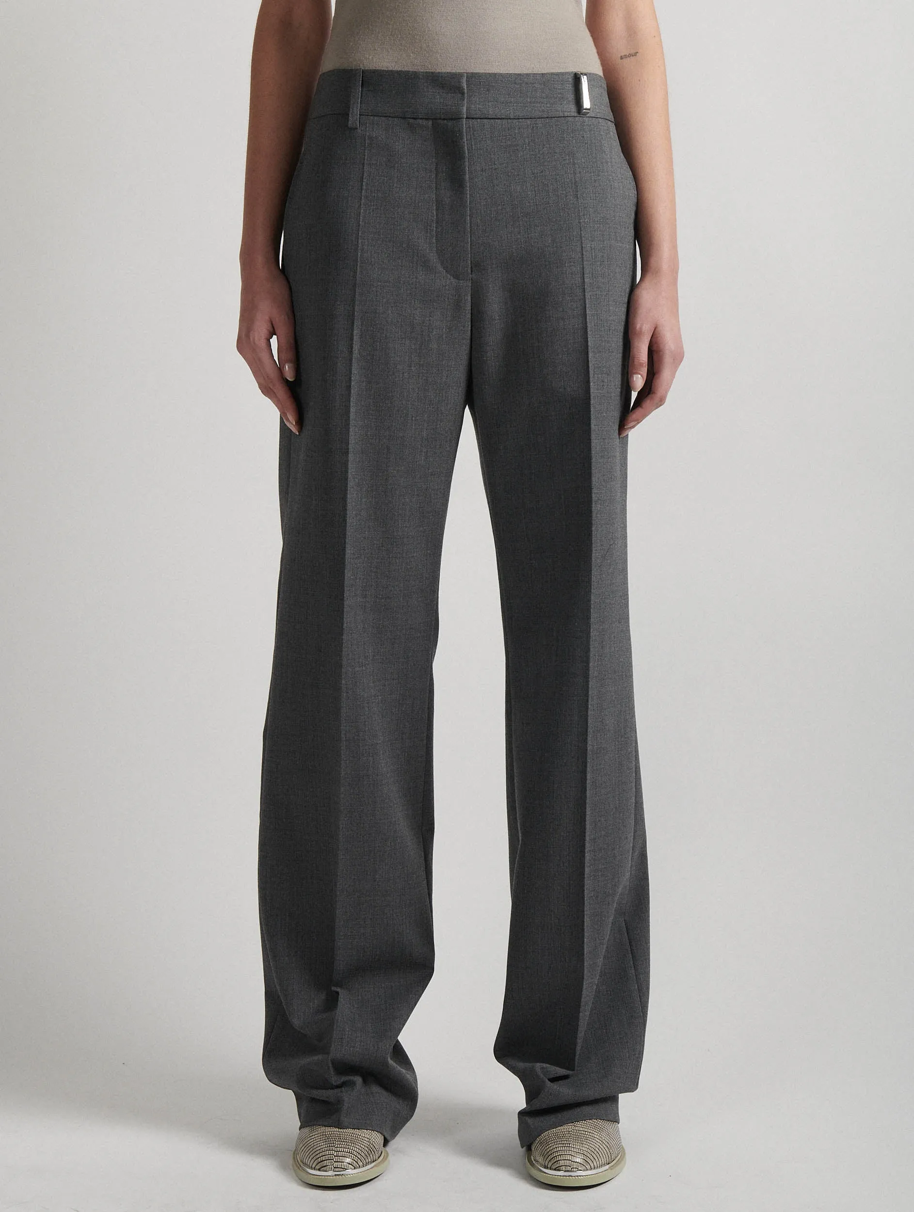 Fashion Forward Grey  wool gabardine low-waist trousers