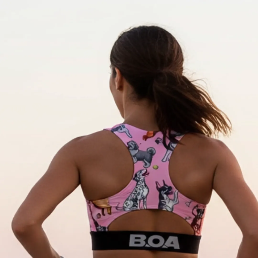 Women's Fly Sports Bra - Bestie Pink DurableWeave WrinkleResistant Fabric