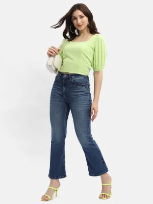 MinimalistDesign Sunset Scene Madame Criss-Cross Back Neon Green Textured Top