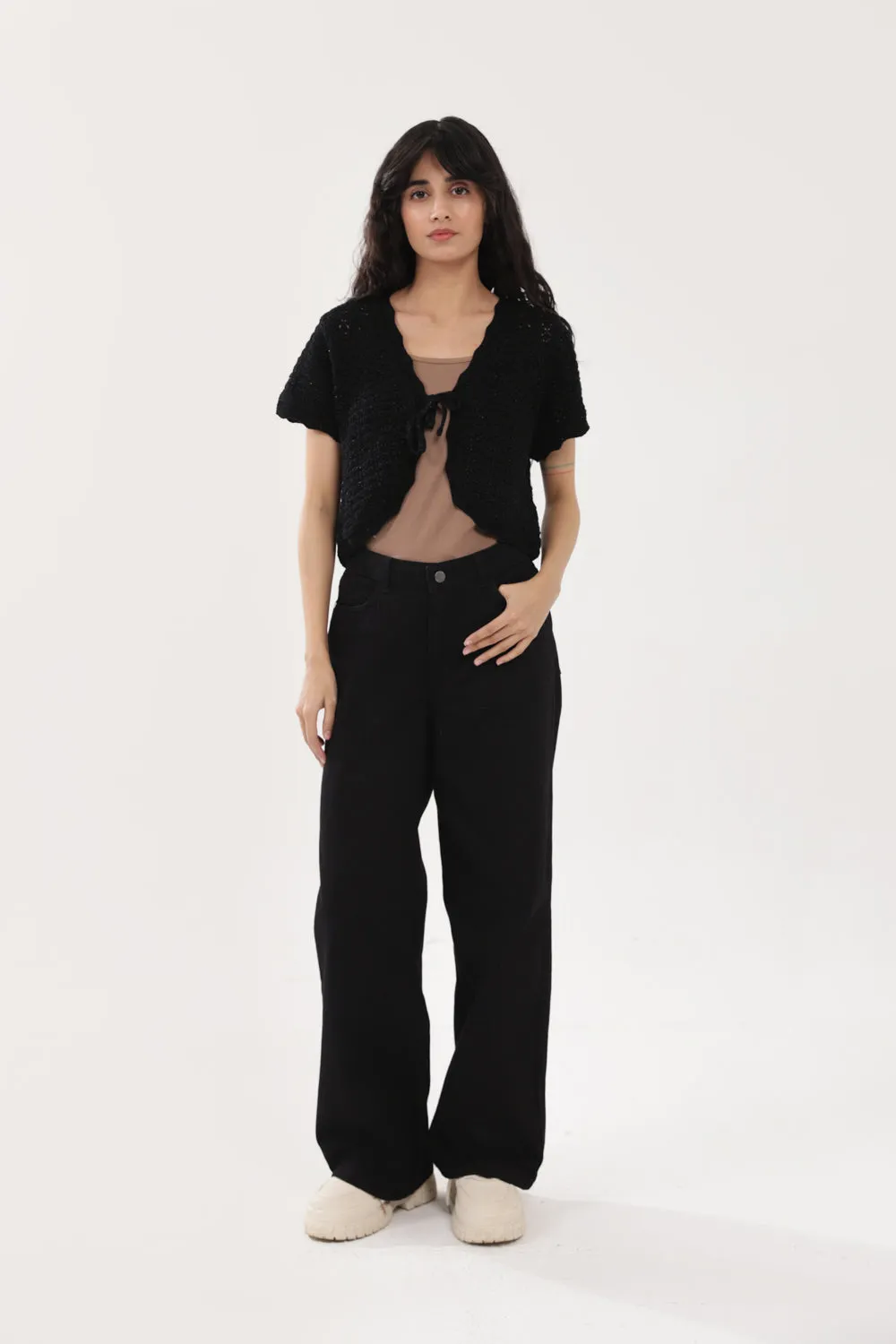 Roomy Design CROCHET KNIT TOP WITH LUREX