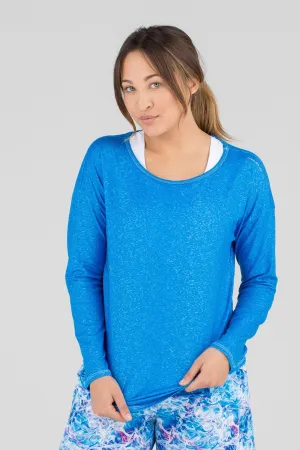 DoubleStitchedEdges Women's Printed Hypersoft L/S Running Shirt - Cypher Blue