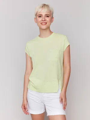 SustainableBlend Organic Cotton Cap Sleeve T-Shirt with Slit Detail - Keylime