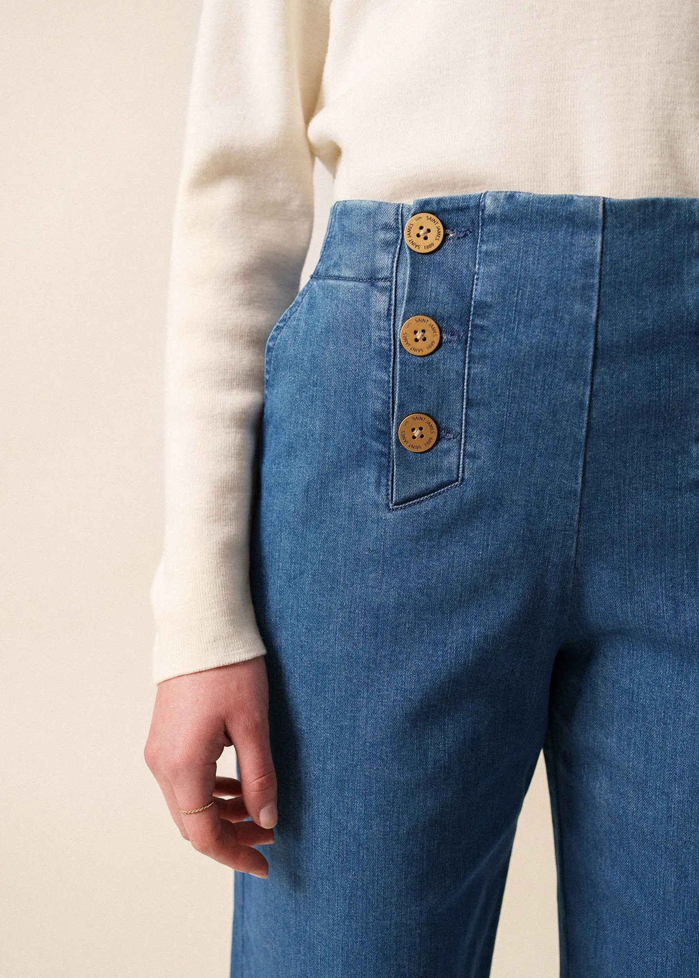 Torie Ponte Trousers - in denim (COOPER JEAN) Utility Mode Lightweight Material