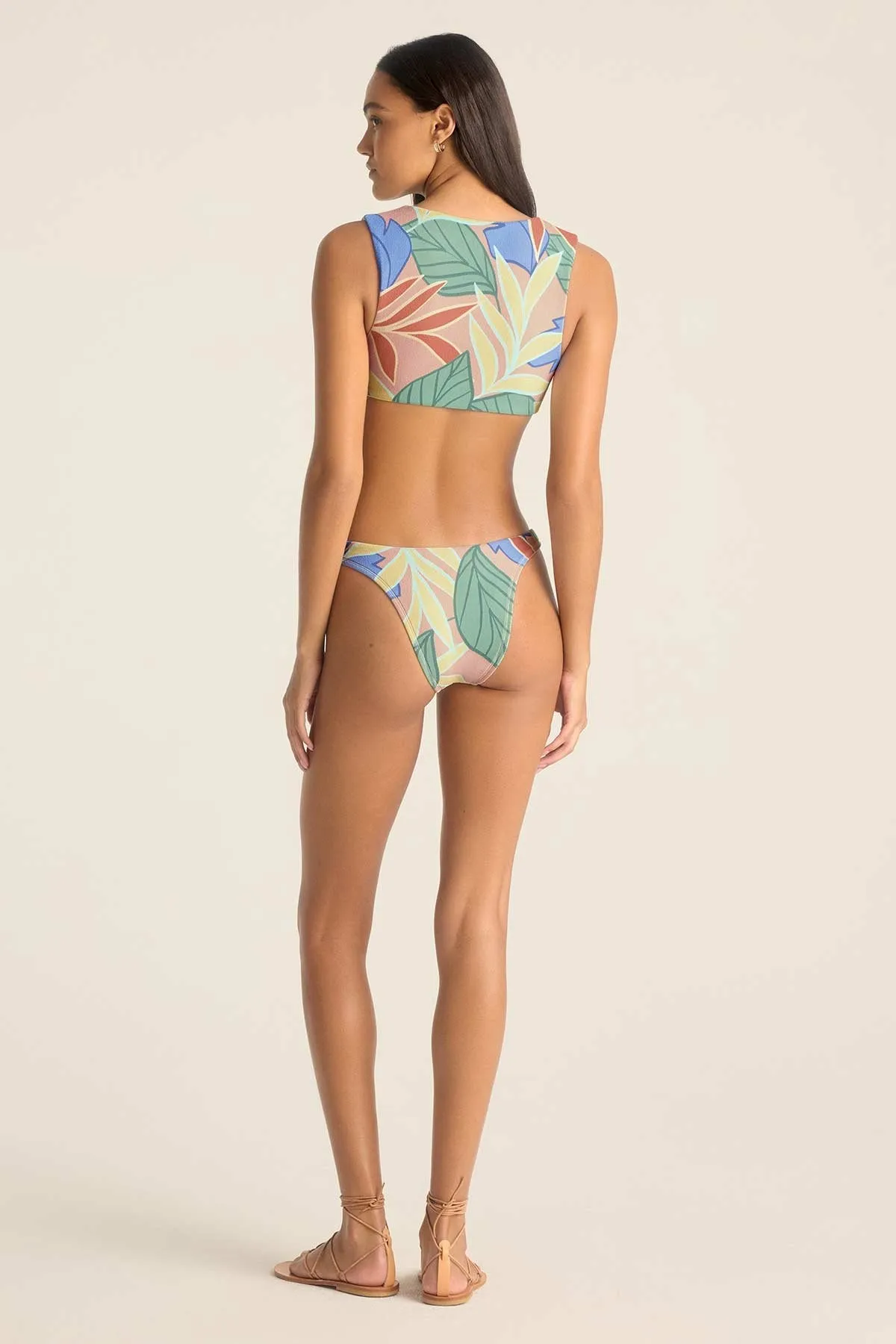 Cassia Crop Top - Retro Jungle Crepe Texture Breathable fabric Long Last Shape