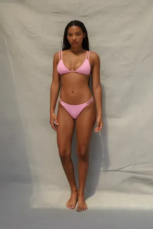 Double Strap Bikini Top - Pink Sorbet Minimalist Silhouette Breathable Mesh Panels