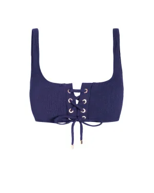 Long Last Shape Minimalist Silhouette Samara Top In Navy Texture