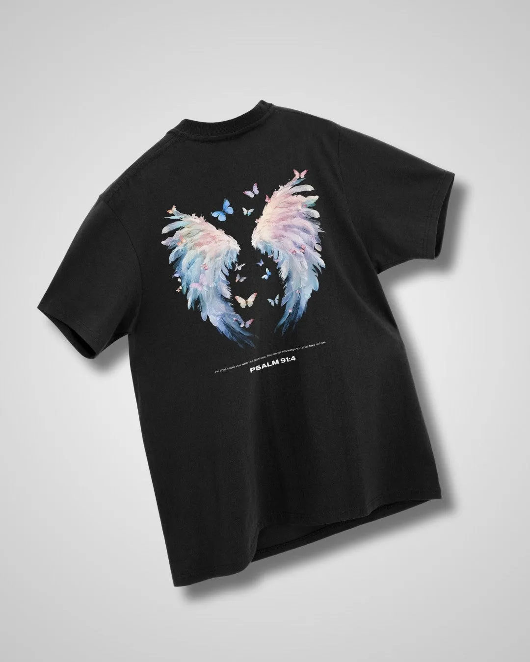 All-Purpose Comfort Psalm 91:4 'Under His Wings' Women??s Oversized T-Shirt