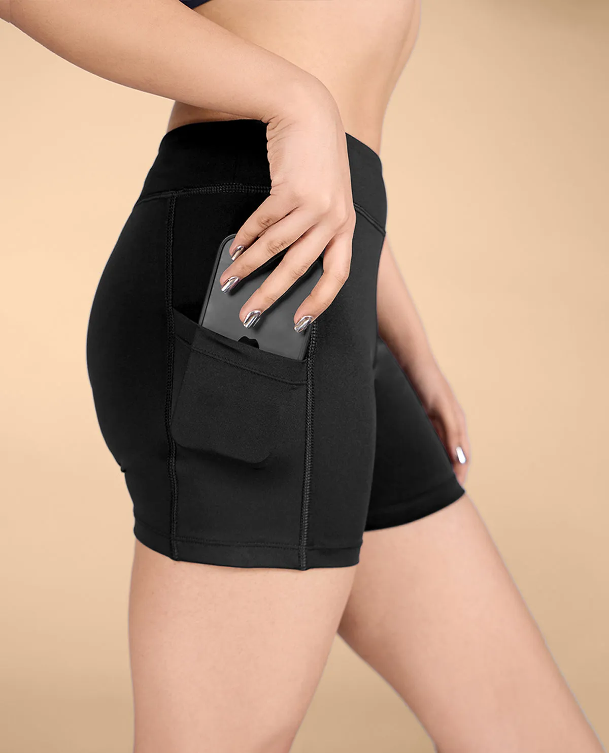 High Waisted Second SKN Booty Shorts Stretch Fabric AdjustableDrawstring