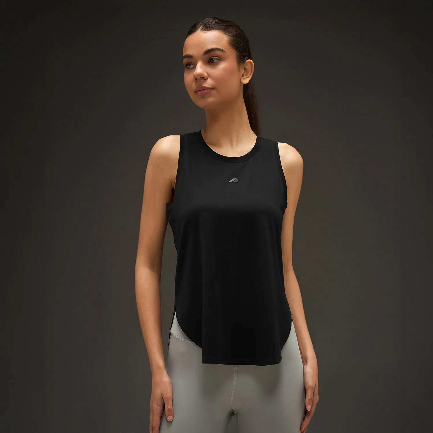 Women Elevated Flared Tank Top Black Cooling Technology Heat resistant