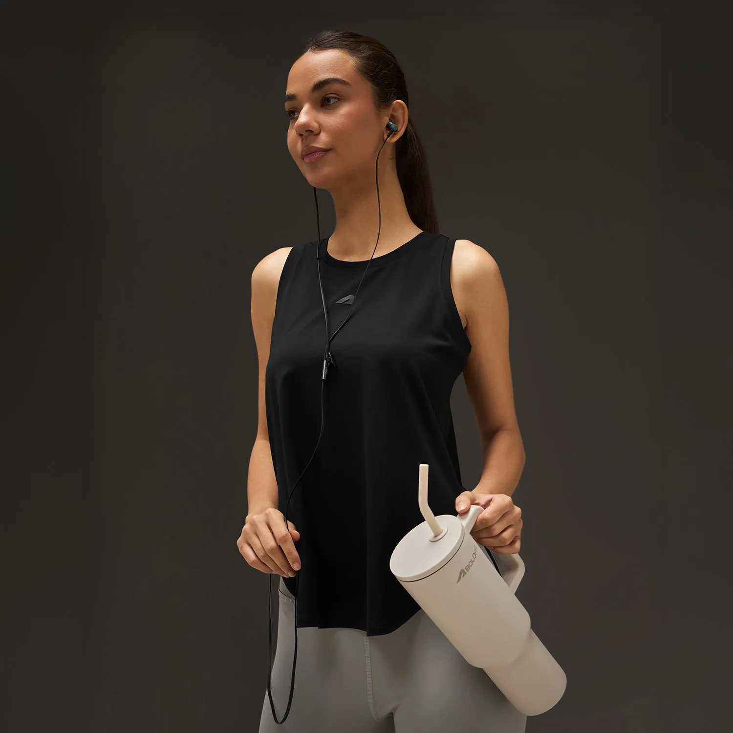 Stay Flexible Women Elevated Flared Tank Top Black