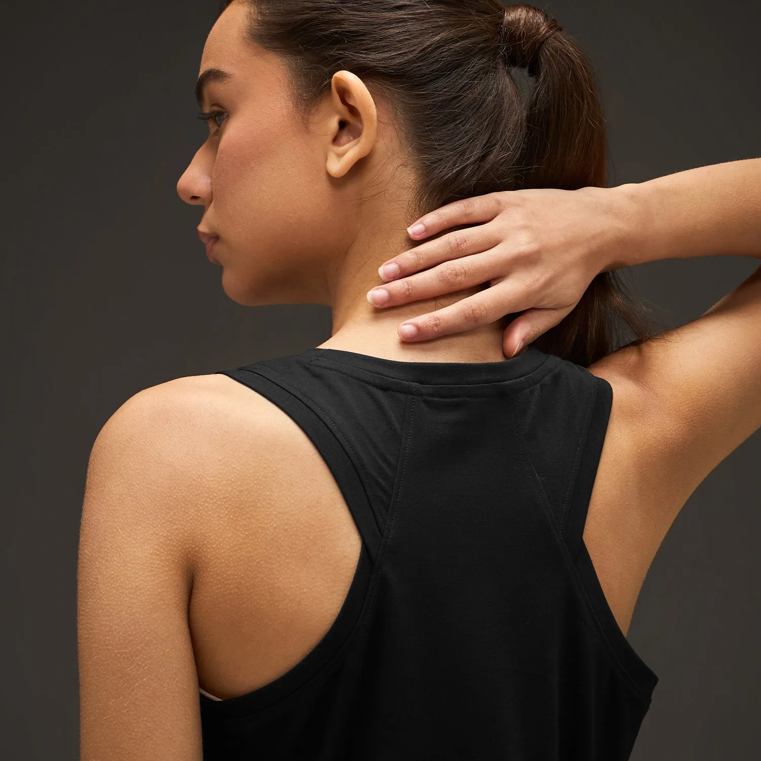 Women Elevated Flared Tank Top Black Rural use