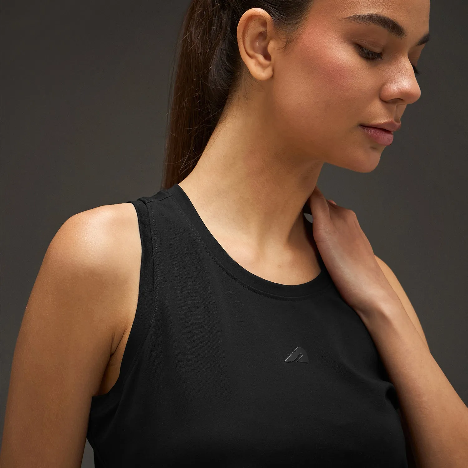Women Elevated Flared Tank Top Black Fashion - forward low speed