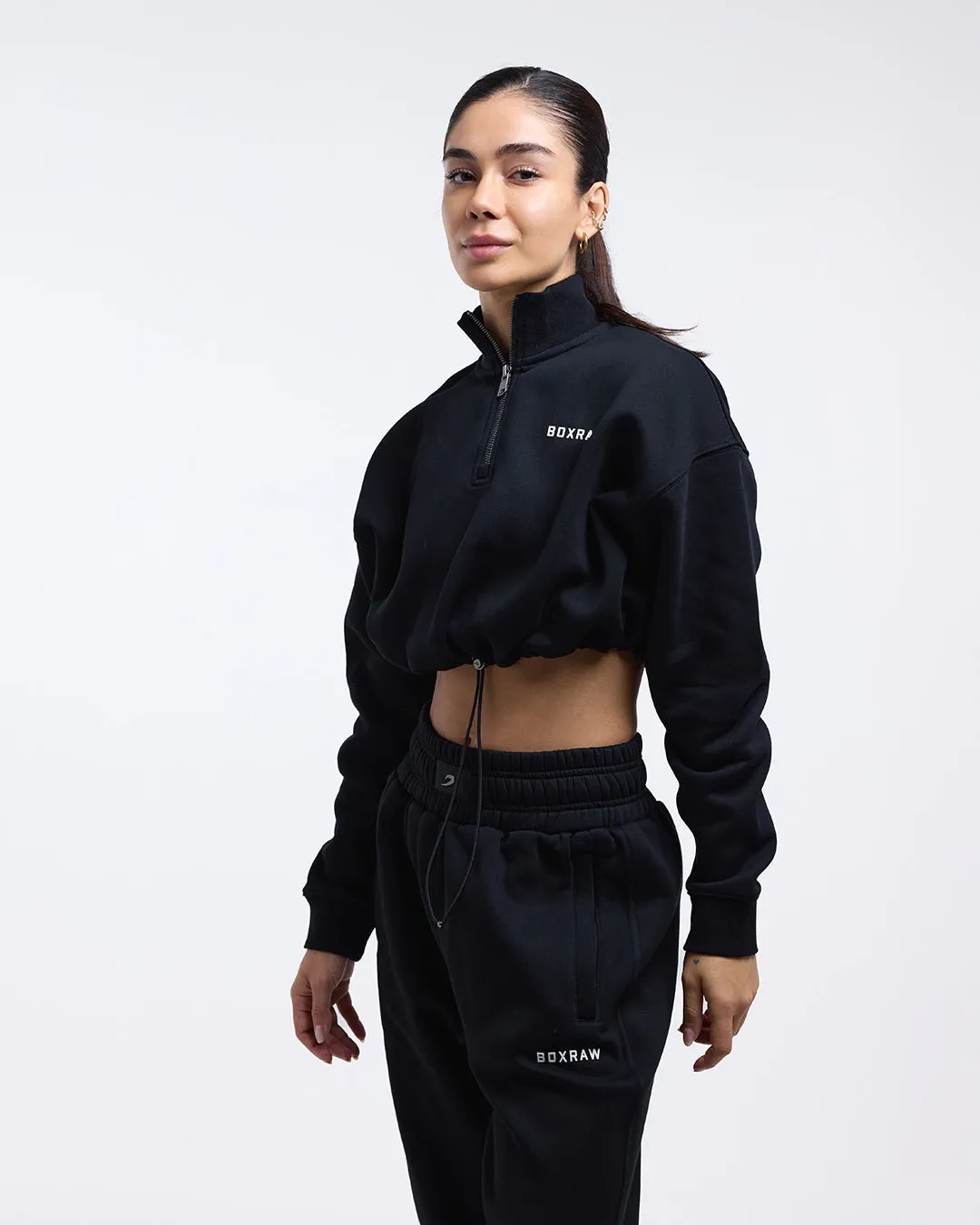 Johnson Cropped 1/4 Zip - Black Meeting Ready