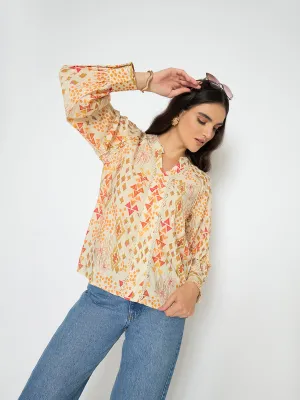 Comfort Look athletic shoes Madame All Over Print Beige Rayon Blend Top