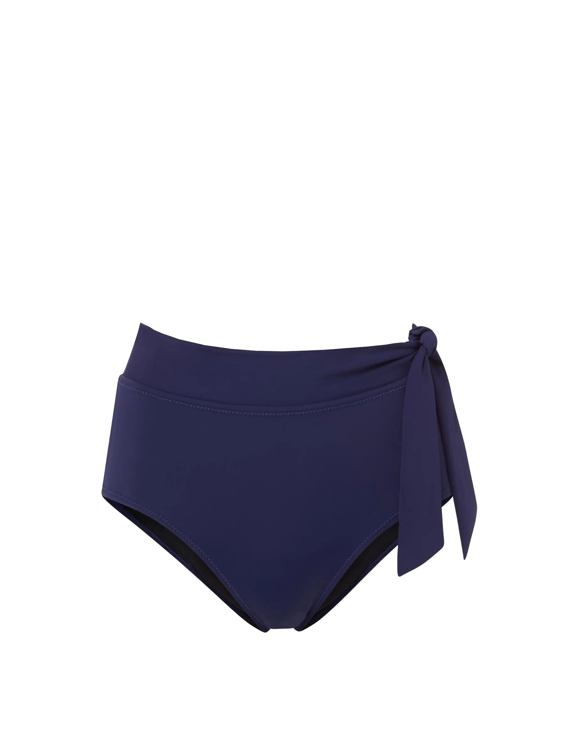 Quick Drainage Weave Side Tie High Waist Bottom Navy Satin