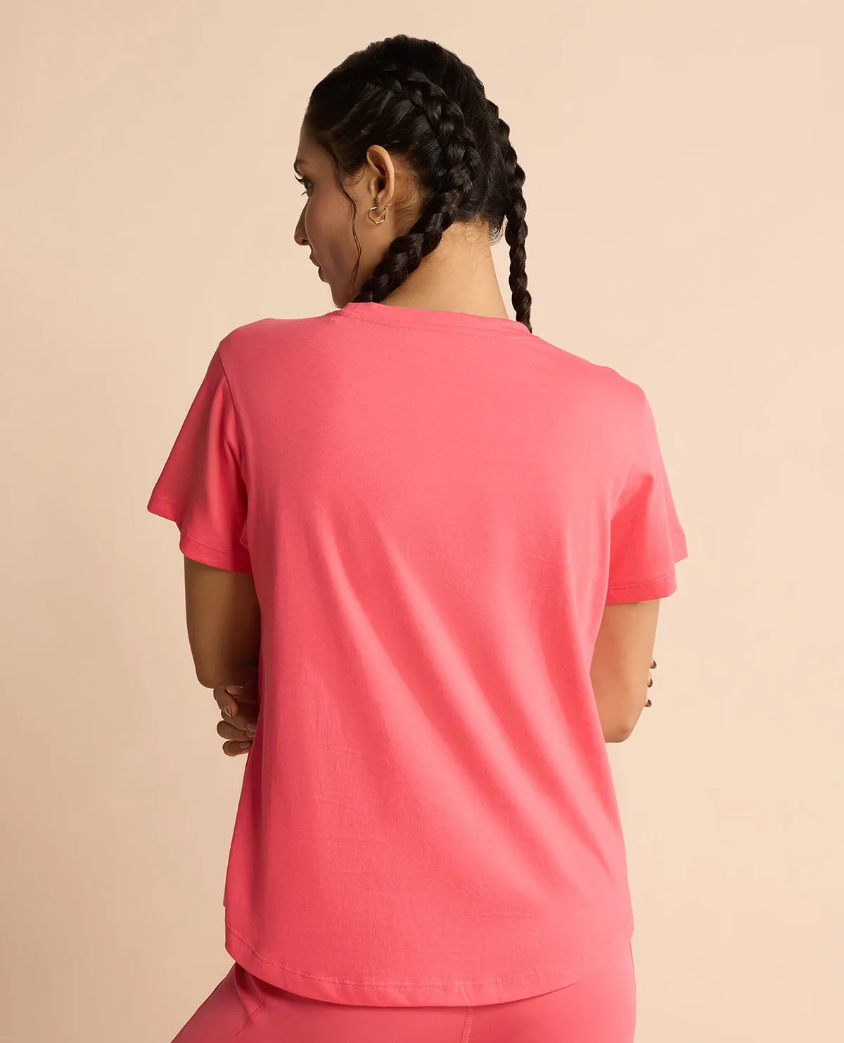 Dimensional Stability Weave Quick Dry Fabric Women Solid Cotton Essential Top Apple