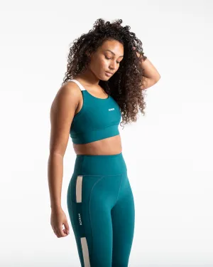 Alicia Sports Bra - Teal Cross Strap Support Black