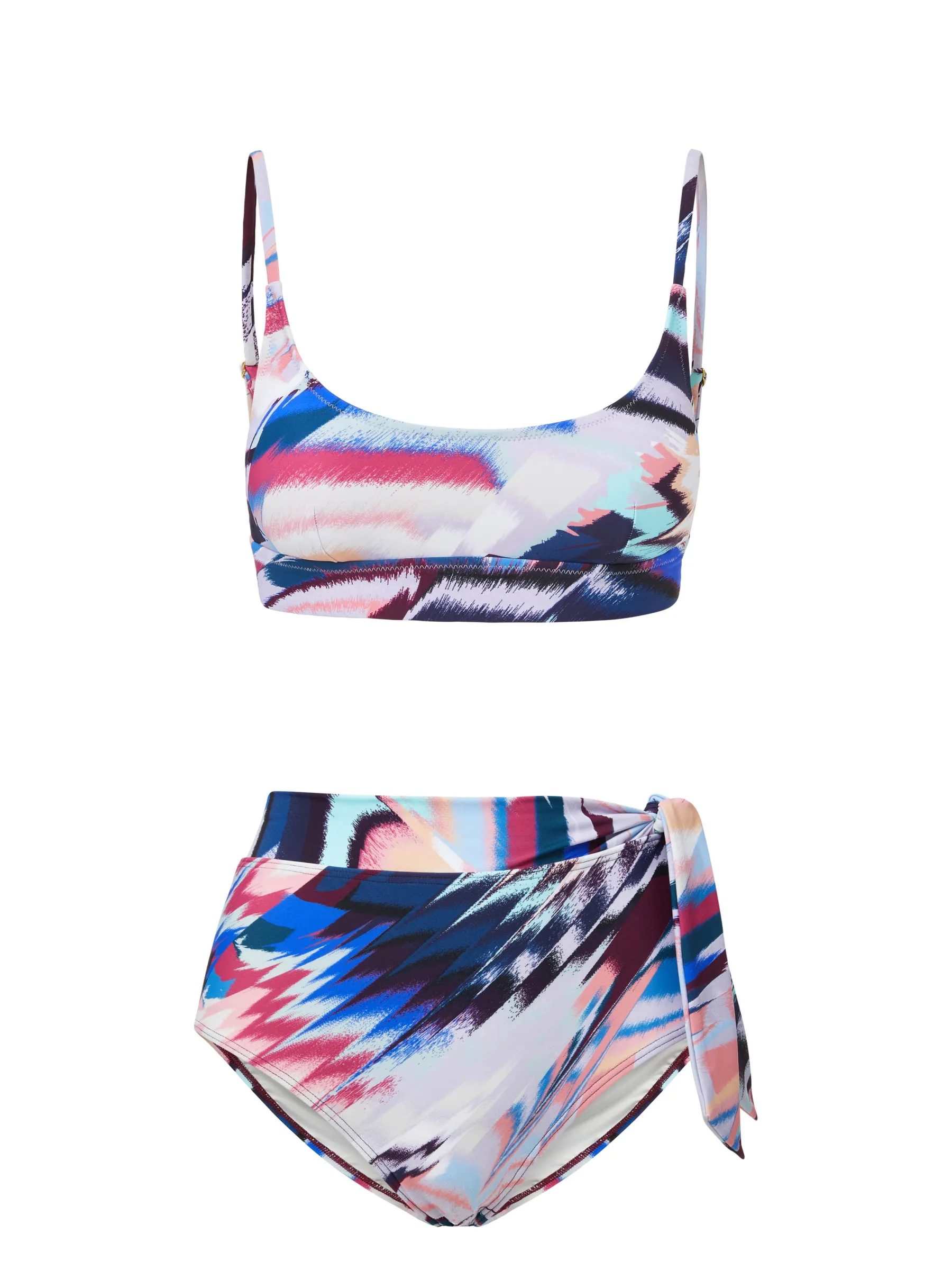 Erika Top   Side Tie High Waist Bottom in Mosaic Anti Odor Treatment
