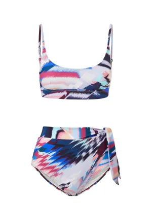 Erika Top   Side Tie High Waist Bottom in Mosaic Anti Odor Treatment