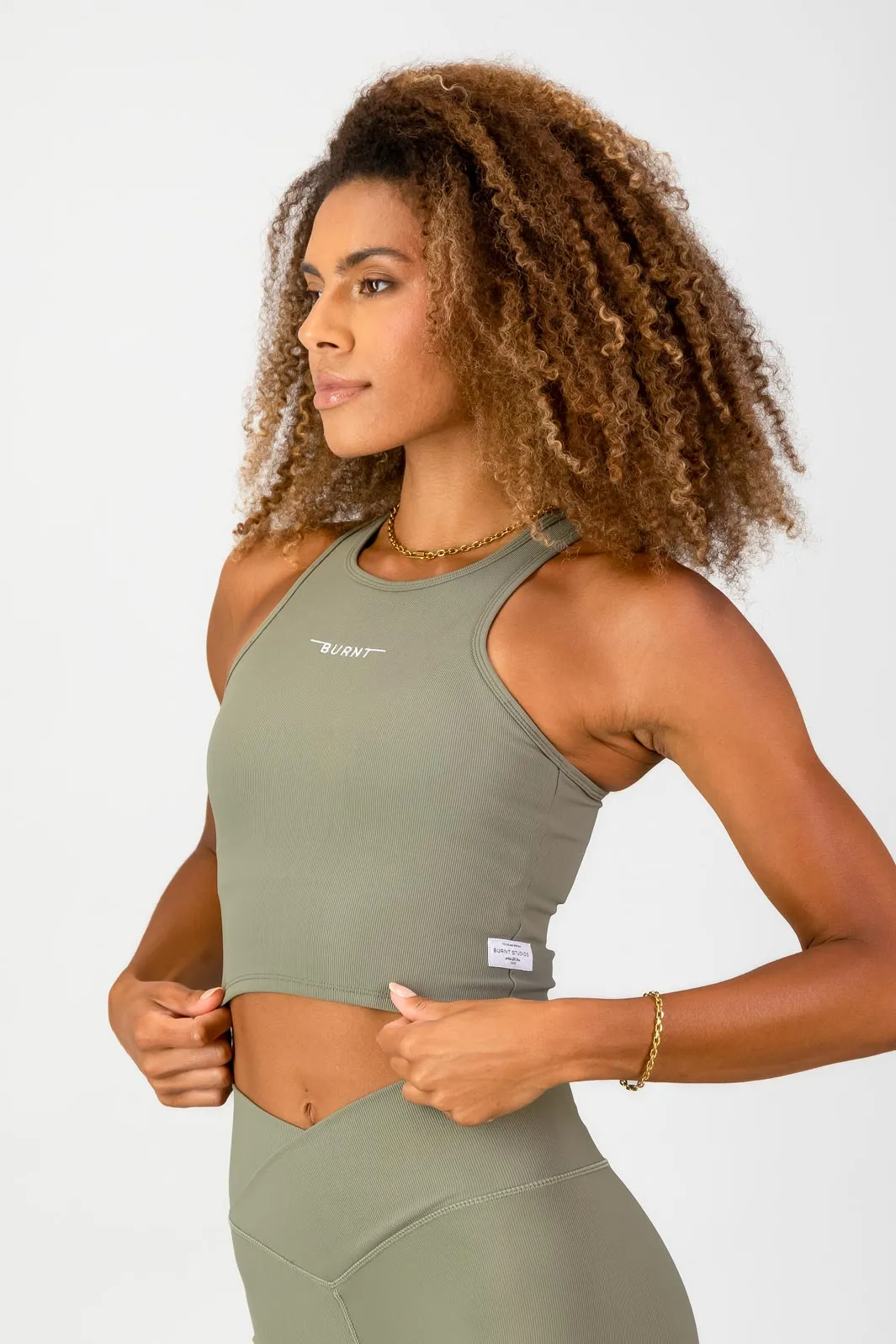 Anti Pilling Treatment Adaptation - quick Stile Di Vita Rib Supportive Tank - Sage