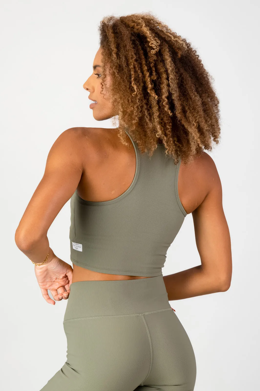 Stile Di Vita Rib Supportive Tank - Sage Stretch woven