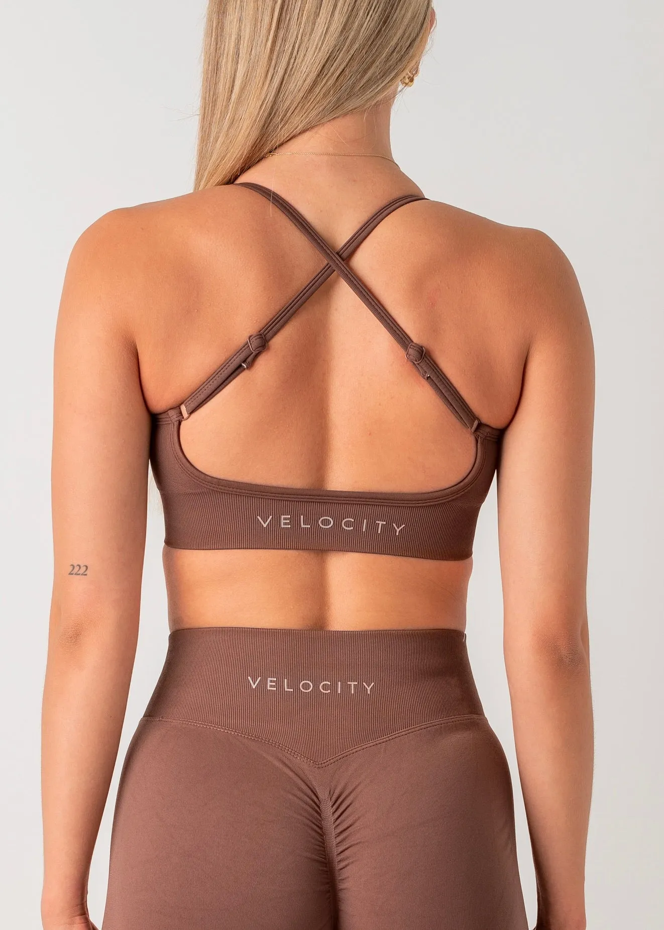 SUPPORT MINI BRA - CHOCOLATE Seamless Edge technical fabric