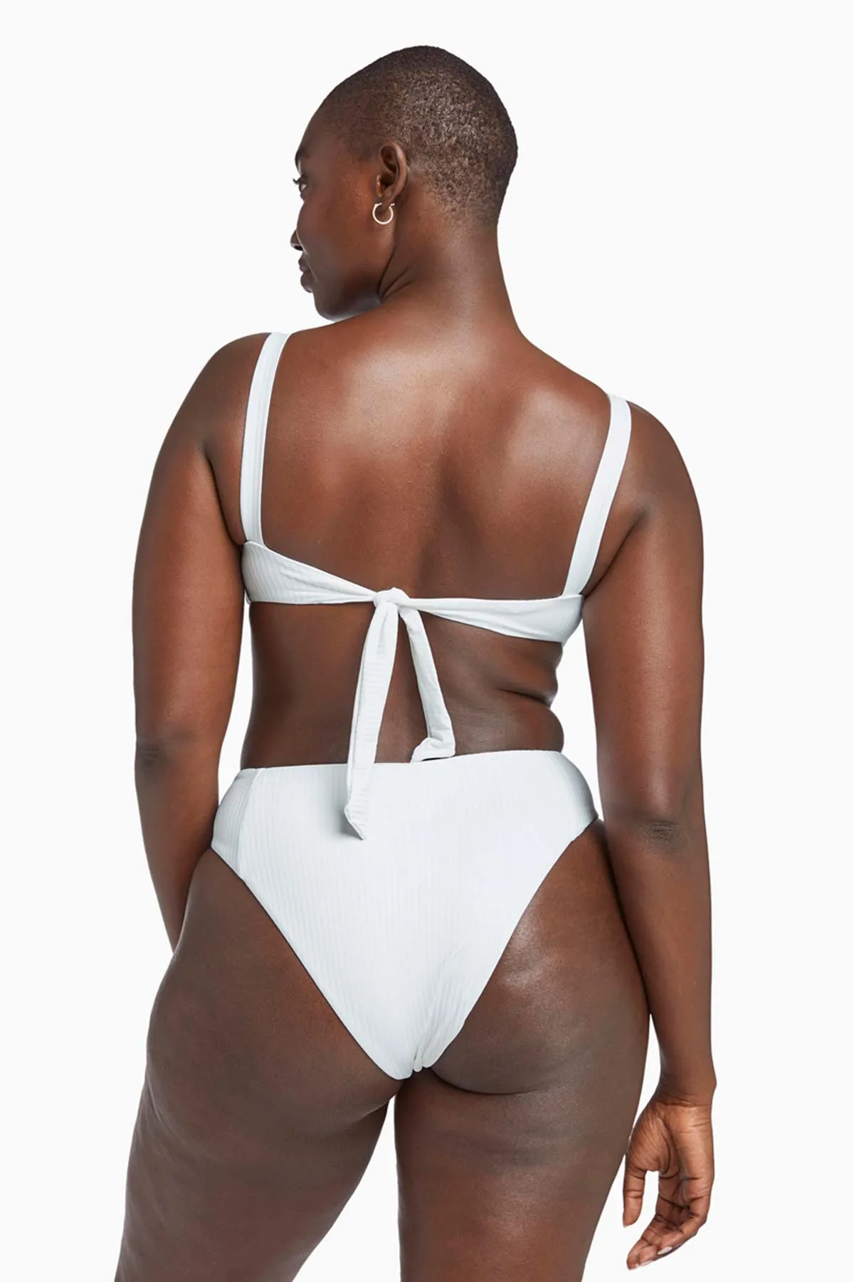 Sienna High Waist Bottom White EcoRib Four Way Stretch Fabric