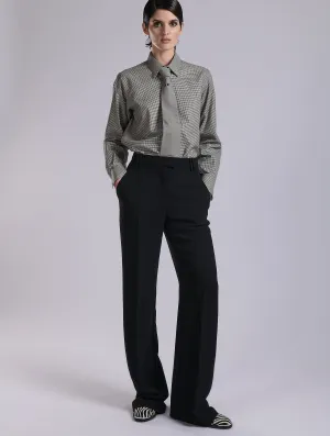 Black wide-leg crepe trousers Soft Brushed Lining