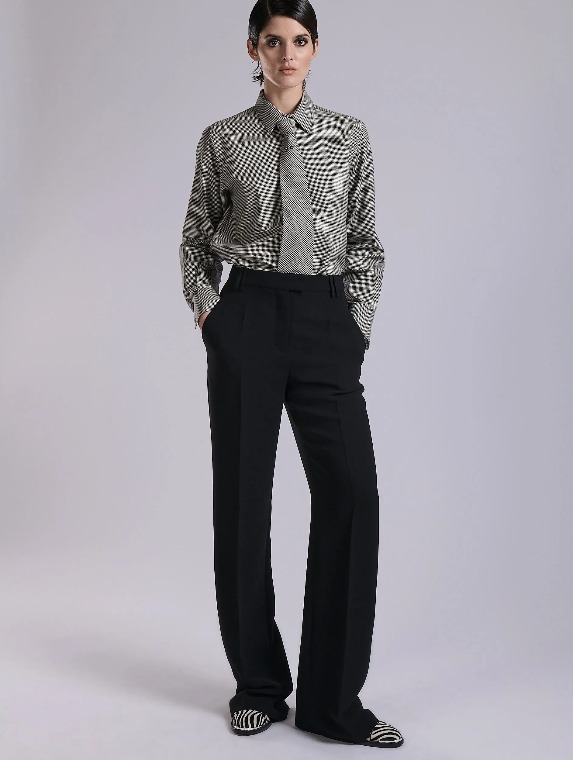 WaterproofTechnology Black wide-leg crepe trousers