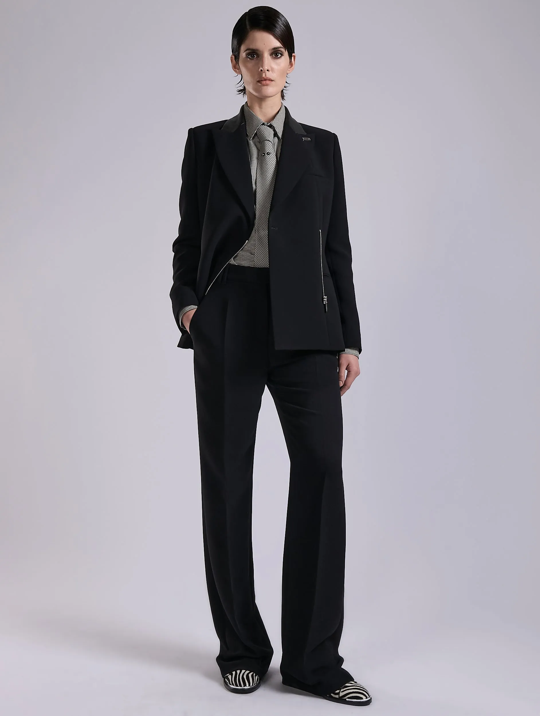 Cozy and Soft Black wide-leg crepe trousers